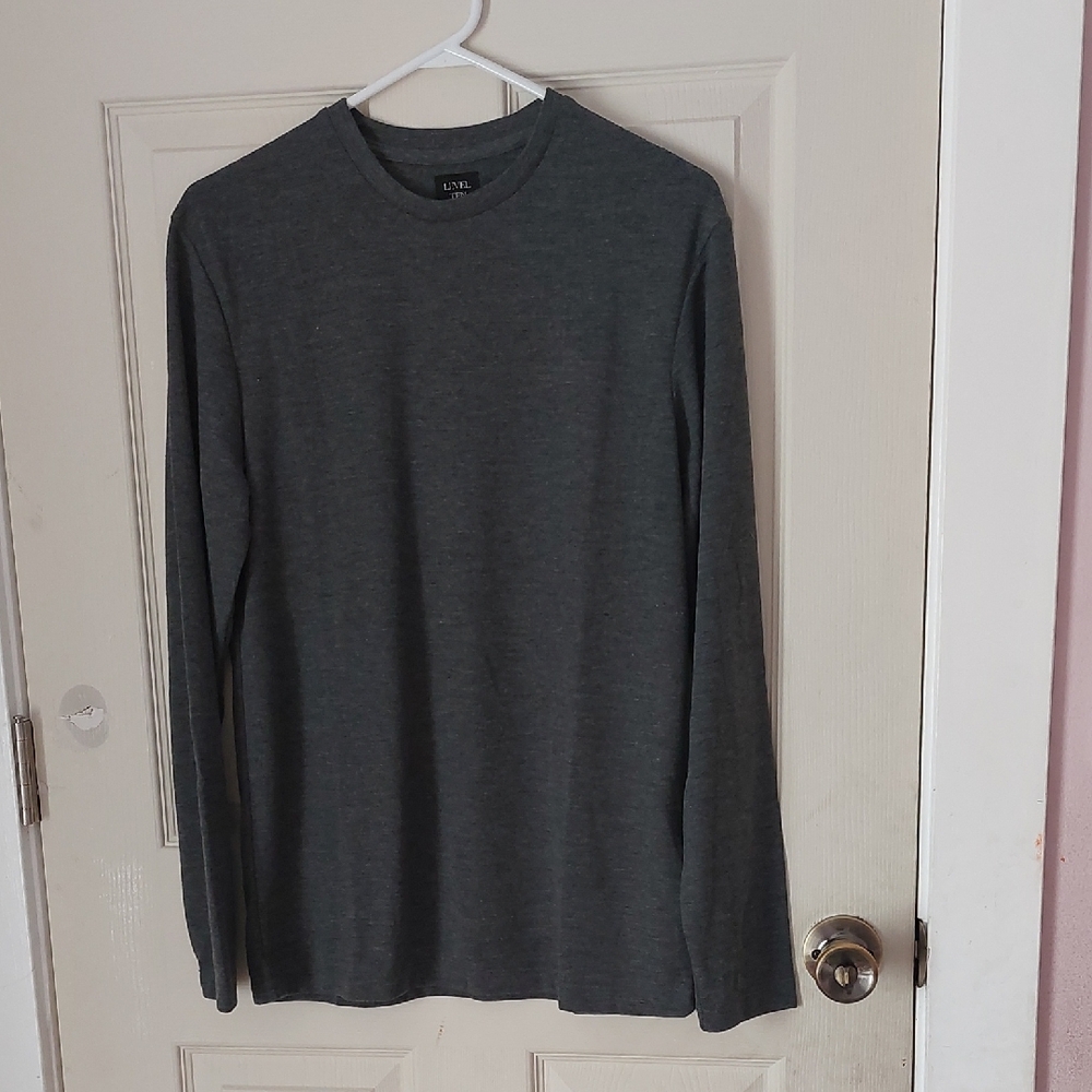 Level Ten Charcoal Gray Marled Knit Long Sleeve Crew Neck Shirt NWT Size S